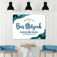 Bar Mitswa Krachtige Typografie Turquoise Goud Wel