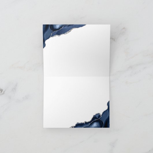 Bar Mitswa Minimal Navy Blue Agate Script Blank Bedankkaart (Binnen)