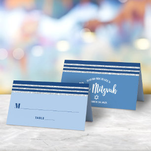 Bar Mitswa Modern Blauw Zilver Tallit Krachtig Sch