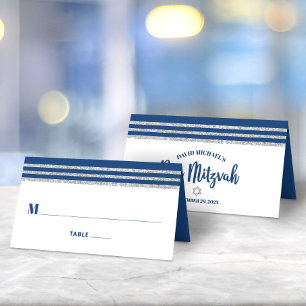 Bar Mitswa Modern Navyblauw Zilver Tallit Schrift