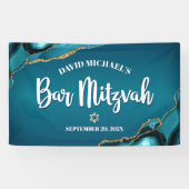 Bar Mitswa Moderne Turquoise Ombre Agate Script Spandoek (Horizontaal)