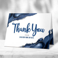 Bar Mitswa Navy Blauwe Agate Script Eenvoudig Mini