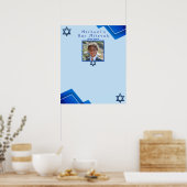 Bar Mitswa Ster van David Modern Blauwe Geometrisc Poster (Keuken)