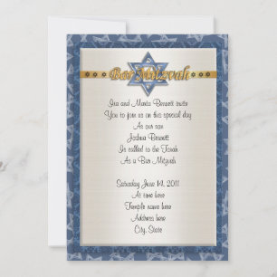 Bar Mitvah invitation formel bleu