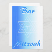 Bar Mitzva Invitation avec étoile de David et chai (Devant / Derrière)