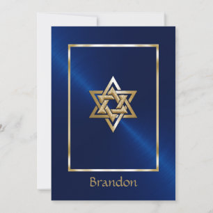 Bar Mitzvah 16 Colors Star of David Invitation Kaart