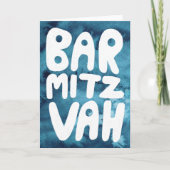 BAR MITZVAH Aanpasbare Blauwe Waterverf Gefelicite Kaart (Voorkant)