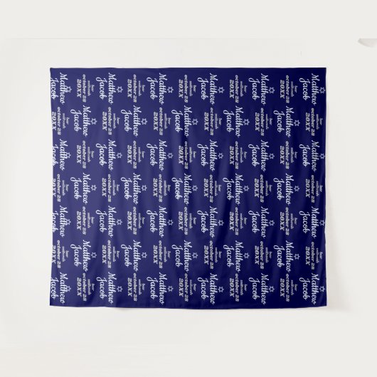 Bar Mitzvah Backdrop Stap en Herhaal Banner Wandkleed (Voorkant (horizontaal))