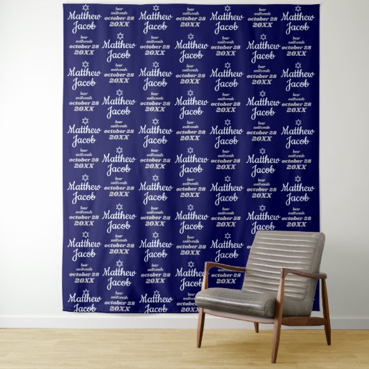 Bar Mitzvah Backdrop Stap en Herhaal Banner Wandkleed (In situ)