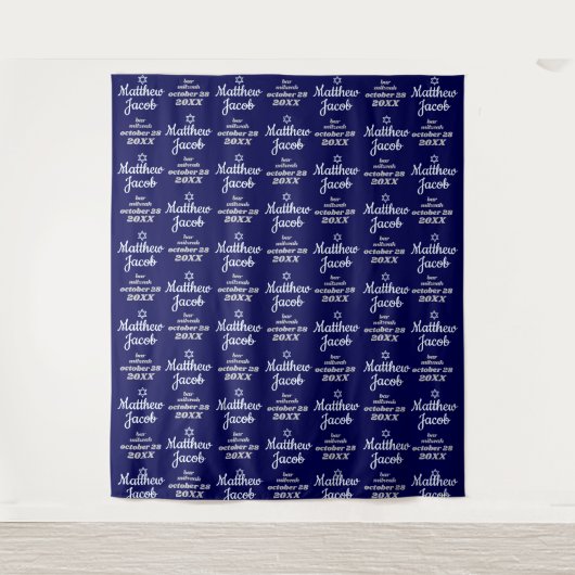 Bar Mitzvah Backdrop Stap en Herhaal Banner Wandkleed (Voorkant)