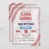 Bar Mitzvah Baseball Vintage Grunge Invitation