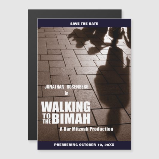 Bar Mitzvah Bimah Film De datum opslaan Magnetische Uitnodiging (Voorkant / Achterkant)