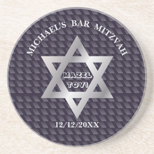 Bar Mitzvah Birthday Modern Pattern Zandsteen Onderzetter (Voorkant)