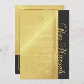 Bar Mitzvah/black/faux goud Kaart (Voorkant / Achterkant)