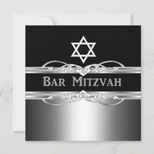 Bar Mitzvah Black Silver Metal Boy 2 Kaart