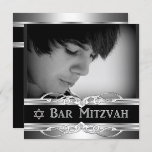 Bar Mitzvah Black Silver Metal Man 2 Kaart