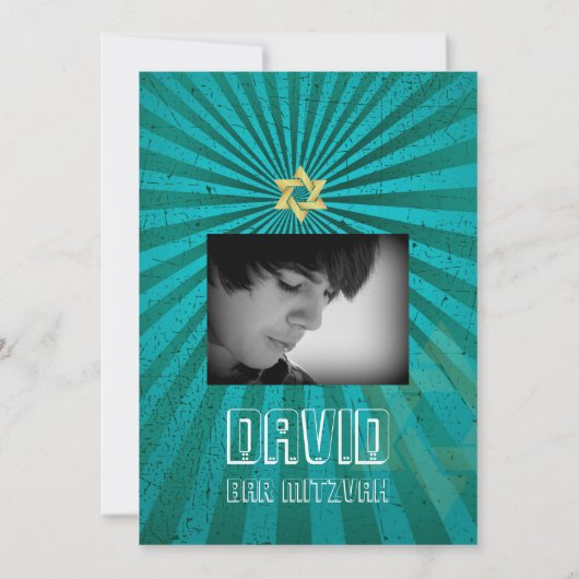 Bar Mitzvah/blauwgroen/goud Kaart (Achterkant)