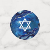 Bar Mitzvah Blue Agate Galaxy Waterverf Script Confetti (Kleine voorkant)