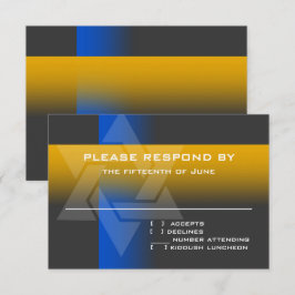 Bar Mitzvah Blue en geel op elke kleur RSVP Kaartje