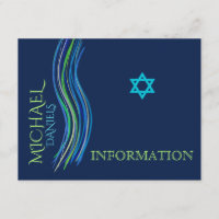 Bar Mitzvah Blue en Green Information Card