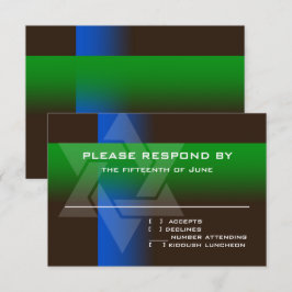 Bar Mitzvah Blue en Green op elke kleur RSVP Kaartje