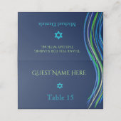 Bar Mitzvah Blue en Green Prayer Shawl Invitation (Buitenkant ongevouwen)