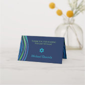 Bar Mitzvah Blue en Green Prayer Shawl Invitation (Achterkant)