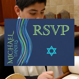 Bar Mitzvah Blue en Green Prayer Shawl RSVP