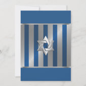 Bar Mitzvah Blue en Silver Stripe Star van David Kaart (Voorkant)