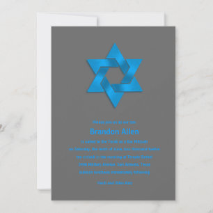 Bar Mitzvah Blue op Grey, ster van David Kaart