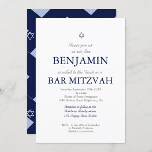 Bar Mitzvah Blue Pattern Star van David Jewish Kaart