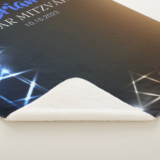 Bar Mitzvah Blue Photo Booth Party Backdrop Black Sherpa Deken (3/4)