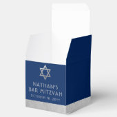 Bar Mitzvah Blue & Silver Stripe Modern Favor Box Bedankdoosjes (Geopend)