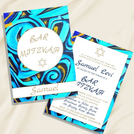 Bar Mitzvah Blue Star de David Invitation juive