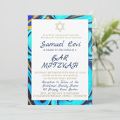 Bar Mitzvah Blue Star de David Invitation juive (Debout devant)