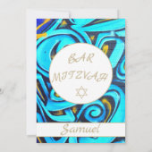 Bar Mitzvah Blue Star de David Invitation juive (Dos)