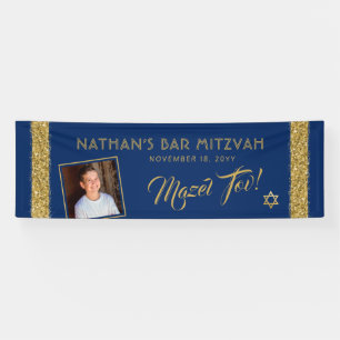 Bar Mitzvah Blue Welcome Mazel Tov Large Spandoek