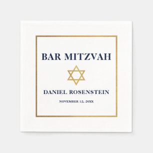 Bar Mitzvah Blue White Gold Servet