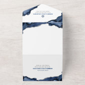 Bar Mitzvah Bold Modern Navy Blue Agate Script All In One Uitnodiging (Buitenkant)