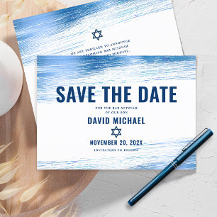 Bar Mitzvah Bold Modern Navy Typografie Blue Folie Save The Date