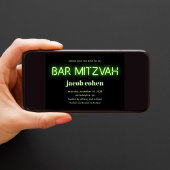 Bar Mitzvah Bright Green Neon licht sparen de datu Kaart