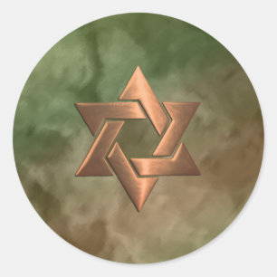 Bar Mitzvah Brown en Green Marged Ronde Sticker
