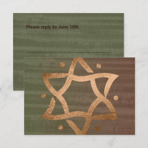 Bar Mitzvah Brown et Green Copper Star RSVP