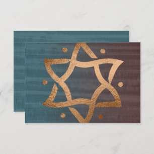 Bar Mitzvah Brown et Turquoise Cuivre Star RSVP