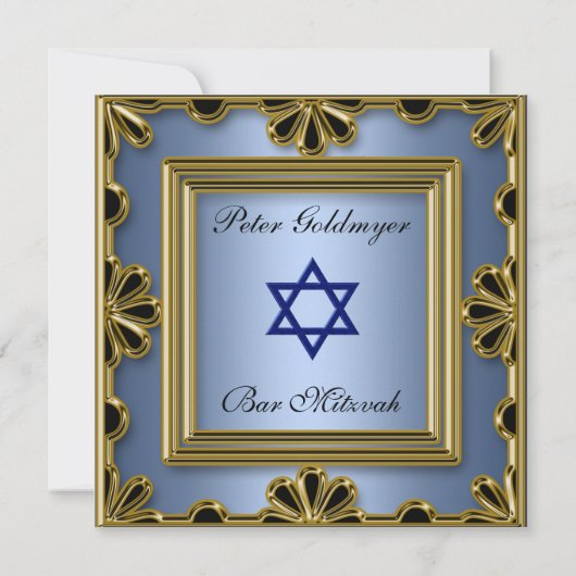 Bar Mitzvah Cérémonie bleue Invitation (Dos)