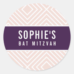 BAR MITZVAH chique moderne geometrische aubergine  Ronde Sticker