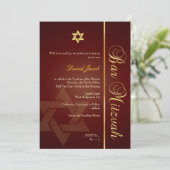 Bar Mitzvah/crimson red/gold Kaart (Staand voorkant)