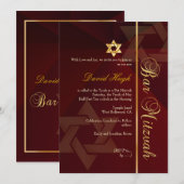 Bar Mitzvah/crimson red/gold Kaart (Voorkant / Achterkant)