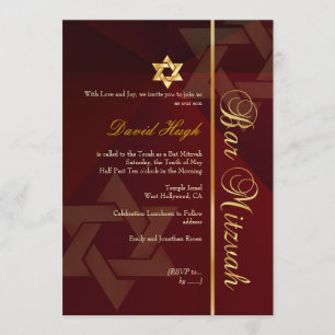 Bar Mitzvah/crimson red/gold Kaart
