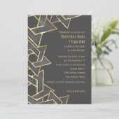 Bar Mitzvah Dark Grey Gold Star van David Kaart (Staand voorkant)